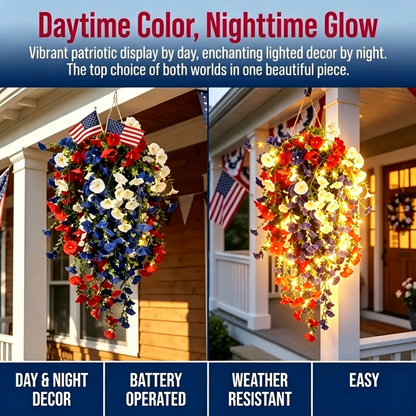 ⚡ Over 50,000 Sold!🎉 Pre-Lit Patriotic Artificial Flower Set - Honor America's 250th Anniversary