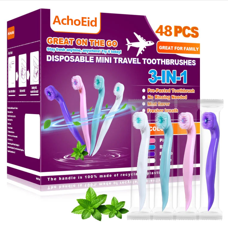 LIMITED DISCOUNT🎁Disposable Mini Travel Toothbrush🎁Pre-Pasted Toothbrushes with Toothpaste and Toothpick for Travel -✅Fluoride Free, ✅No Rinsing Needed, ✅Mint Flavor, ✅Fresh Breath Anywhere Anytime