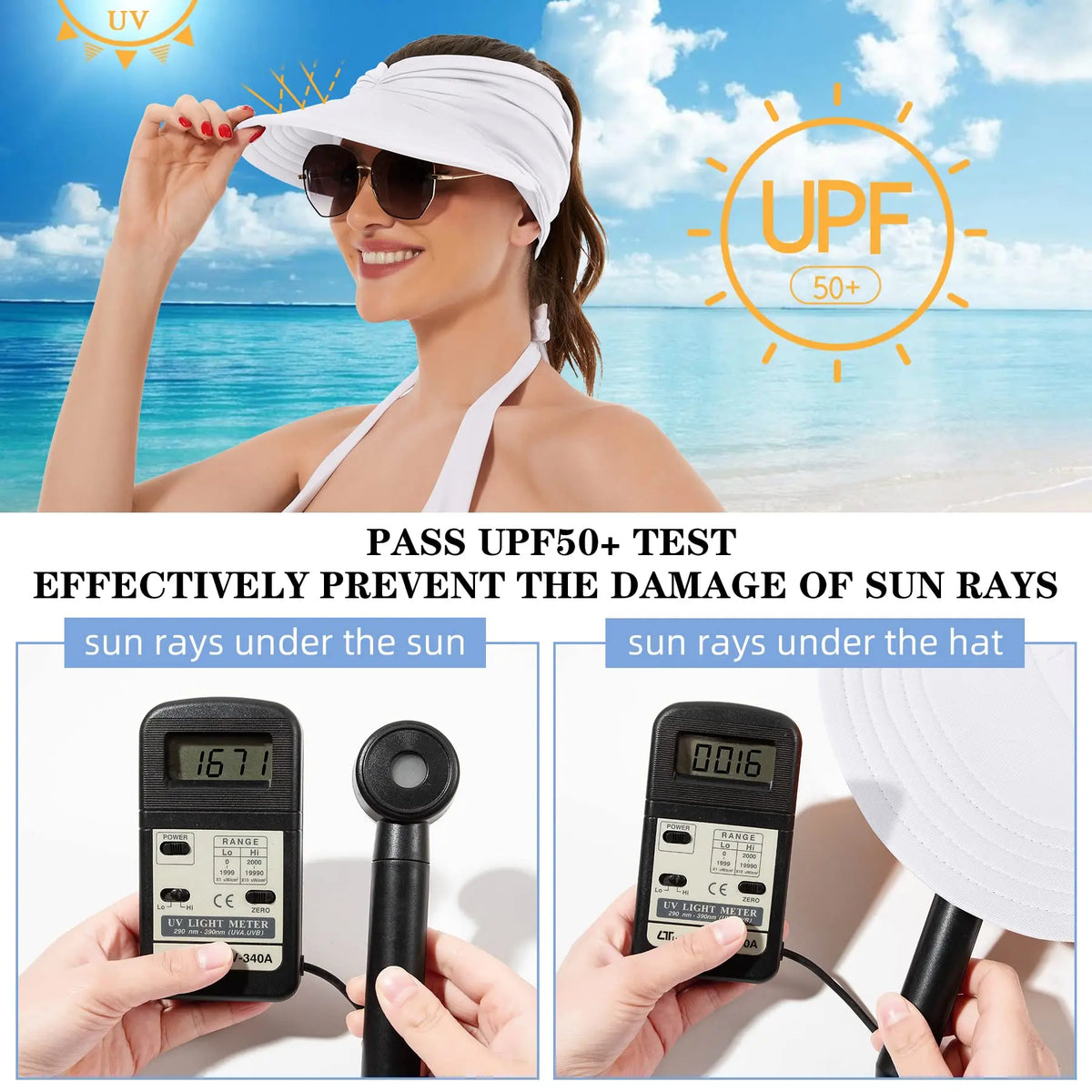 ⚡[BUY 1 GET I FREE] kammoc™  UPF 50+ Wide-Brim Sun Visor Hat 👒