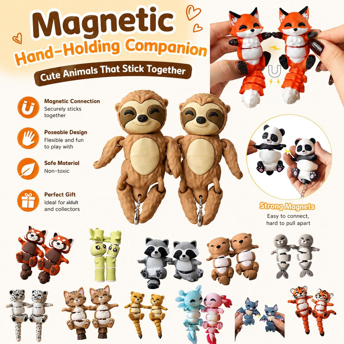Connected by Heart: Flexi Magnetic Companions 🐾 (A Pair)