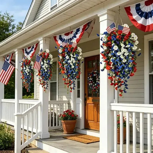 ⚡ Over 50,000 Sold!🎉 Pre-Lit Patriotic Artificial Flower Set - Honor America's 250th Anniversary