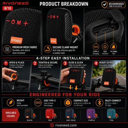 Waterproof Bicycle Bluetooth Speaker with Mounting Bracket