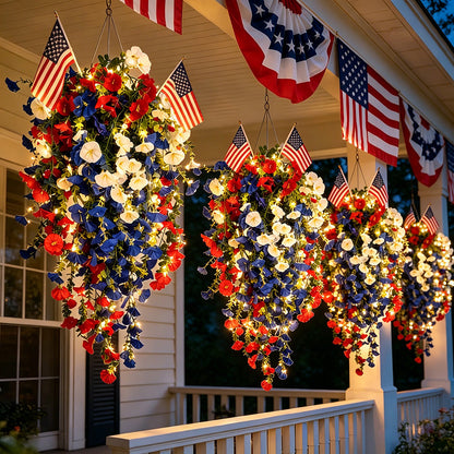 ⚡ Over 50,000 Sold!🎉 Pre-Lit Patriotic Artificial Flower Set - Honor America's 250th Anniversary